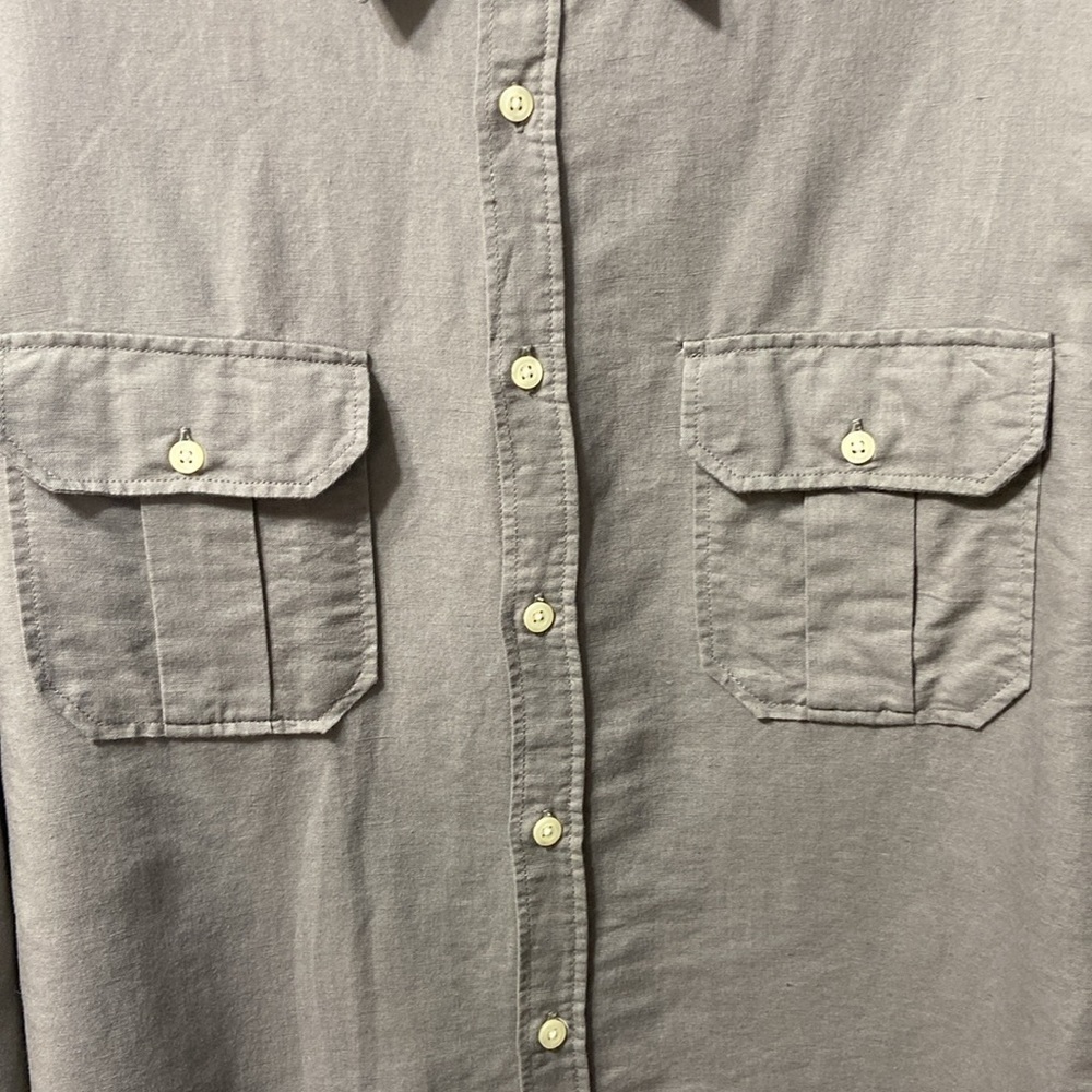 OLD NAVY,ON,MEN,GRAY,LINEN BLEND,BUTTON UP,LONG SLEEVE SHIRT.SIZE-XL. - Picture 10 of 13